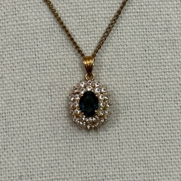 Elegant Gold and Blue Pendant Necklace - Picture 3 of 4